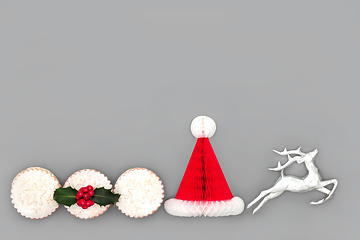 Image showing Festive Christmas Decorations and Mince Pies