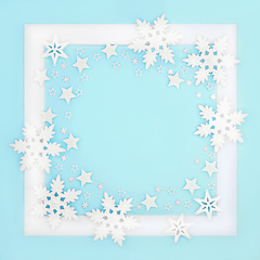 Image showing Christmas Snowflake and Star Festive Background Border