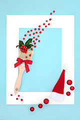 Image showing Christmas Abstract Red Berry Paintbrush Splash Background