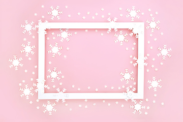 Image showing Festive Snowflake Christmas and New Year Background on Pink 