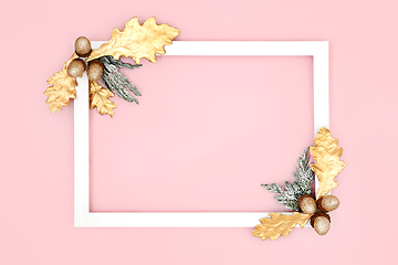 Image showing Winter Christmas New Year Pink Background Frame  