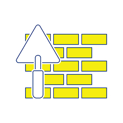 Image showing Icon of brick wall with trowel