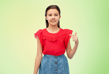 Image showing happy smiling girl pointing finger to herself