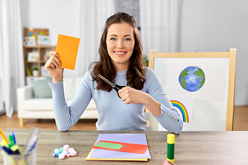 Image showing teacher having online class of arts and crafts