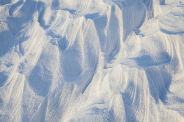 Image showing Snowdrifts, a field in winter