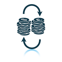 Image showing Dollar euro coins stack icon