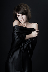 Image showing Fashionable woman black background