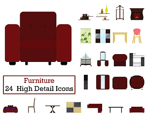 Image showing Set of 24  Furniture Icons