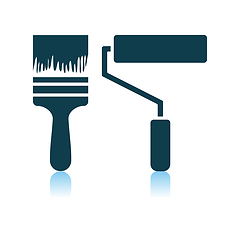 Image showing Icon Of Construction Paint Brushes