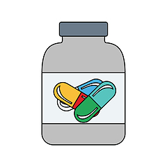 Image showing Flat design icon of Fitness pills in container