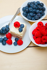 Image showing fresh raspberry and blueberry cake