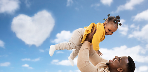 Image showing happy african american father with baby daughter