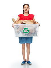 Image showing smiling girl sorting paper waste