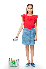 Image showing smiling girl sorting metallic waste