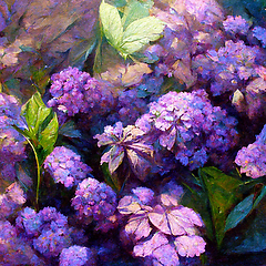 Image showing Hydrangea macrophylla - Beautiful bush of hydrangea flowers.