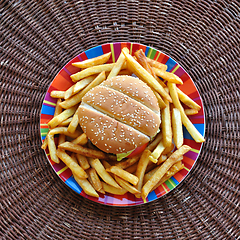 Image showing cheeseburger and french fries