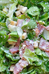 Image showing caesar salad with bacon