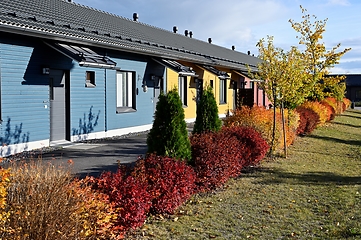 Image showing residential area of houses in Finland in autumn