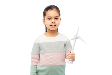 Image showing smiling girl with toy wind turbine