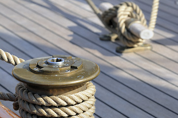 Image showing Sailboat deck