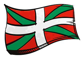 Image showing Painted Basque Country flag waving in wind