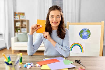 Image showing teacher having online class of arts and crafts