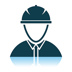 Image showing Icon Of Construction Worker Head In Helmet