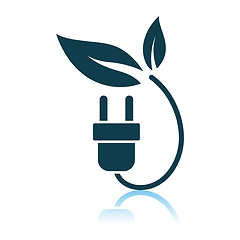 Image showing Electric Plug With Leaves Icon