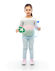 Image showing girl with green recycling sign and plastic bottle