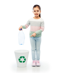 Image showing girl throwing plastic bottle into rubbish bin