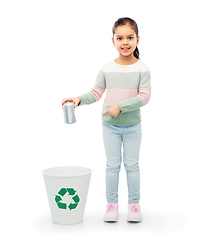 Image showing smiling girl sorting metallic waste