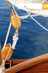 Image showing Old sailing pulleys