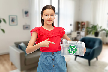 Image showing smiling girl sorting metallic waste