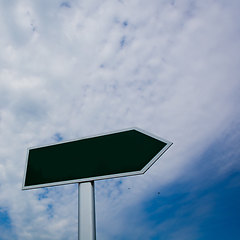 Image showing Blank signpost over blue sky