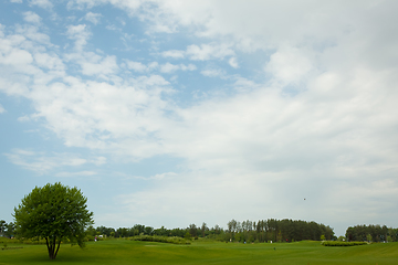 Image showing lush fairway in the foreground contrast in the distance at a gol