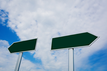 Image showing Blank signpost over blue sky