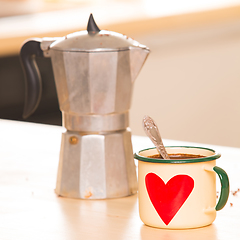 Image showing Coffee in Italian style on a wooden table