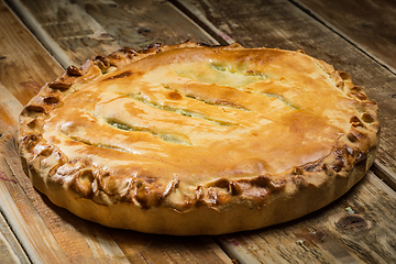 Image showing Quiche - meat pie with chicken, broccoli and cheese