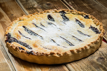 Image showing Homemade Organic Berry Pie with blueberries and blackberries