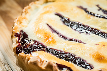 Image showing Homemade Organic Berry Pie with blueberries and blackberries