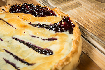 Image showing Homemade Organic Berry Pie with blueberries and blackberries