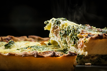 Image showing Pie with spinach and feta cheese, food