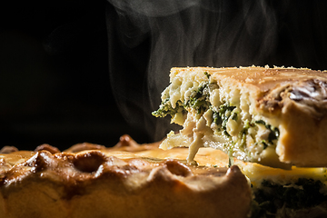 Image showing Pie with spinach and feta cheese, food