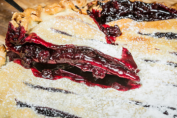 Image showing Homemade Organic Berry Pie with blueberries and blackberries