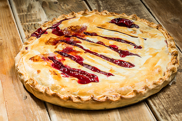 Image showing Homemade Organic Berry Pie with blueberries and blackberries