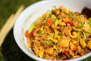 Image showing Fried rice with seafood in Japanese style