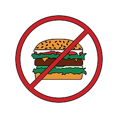 Image showing Flat design icon of Prohibited hamburger