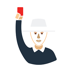 Image showing Cricket umpire with hand holding card icon