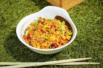 Image showing Fried rice with seafood in Japanese style