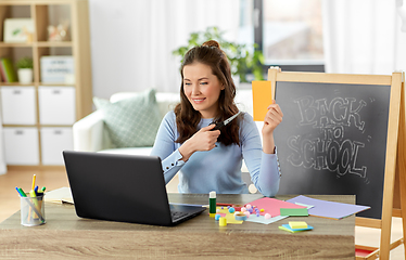 Image showing teacher having online class of arts and crafts